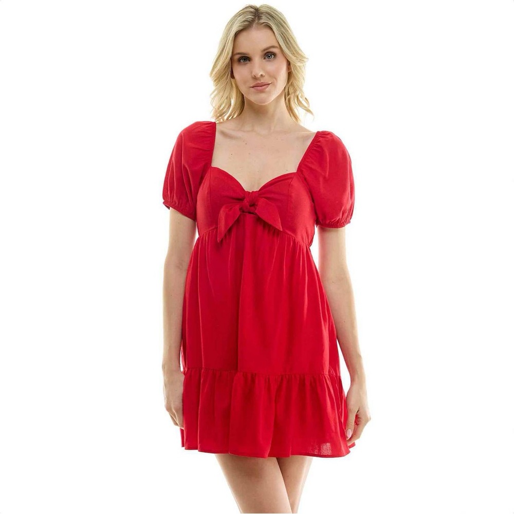 Juniors' Speechless Bow Front Smocked Back Dress size Large